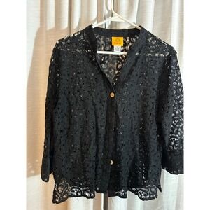 Ladies Ruby Rd black button up blouse